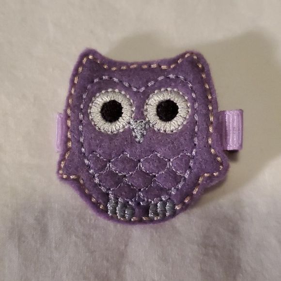 NEW PURPLE FELT OWL HAIR CLIPPY - Picture 1 of 2